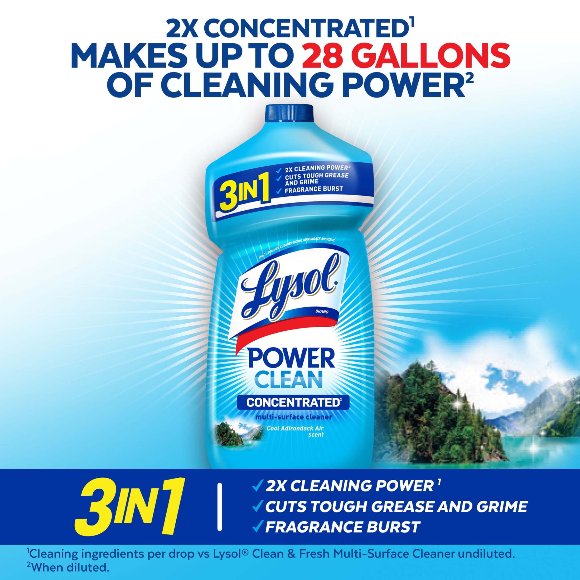 Lysol All Purpose Cleaner, Multi-Surface Disinfectant Floor Cleaner for Mopping Solution, for Bathroom & Kitchen, Cool Adirondack Air, 28 fl oz
