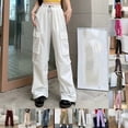 thumbnail image 6 of BUYISI Women S Hip Hop Overalls For Street Fashion High Waist Solid Color Trousers Gray XL, 6 of 9
