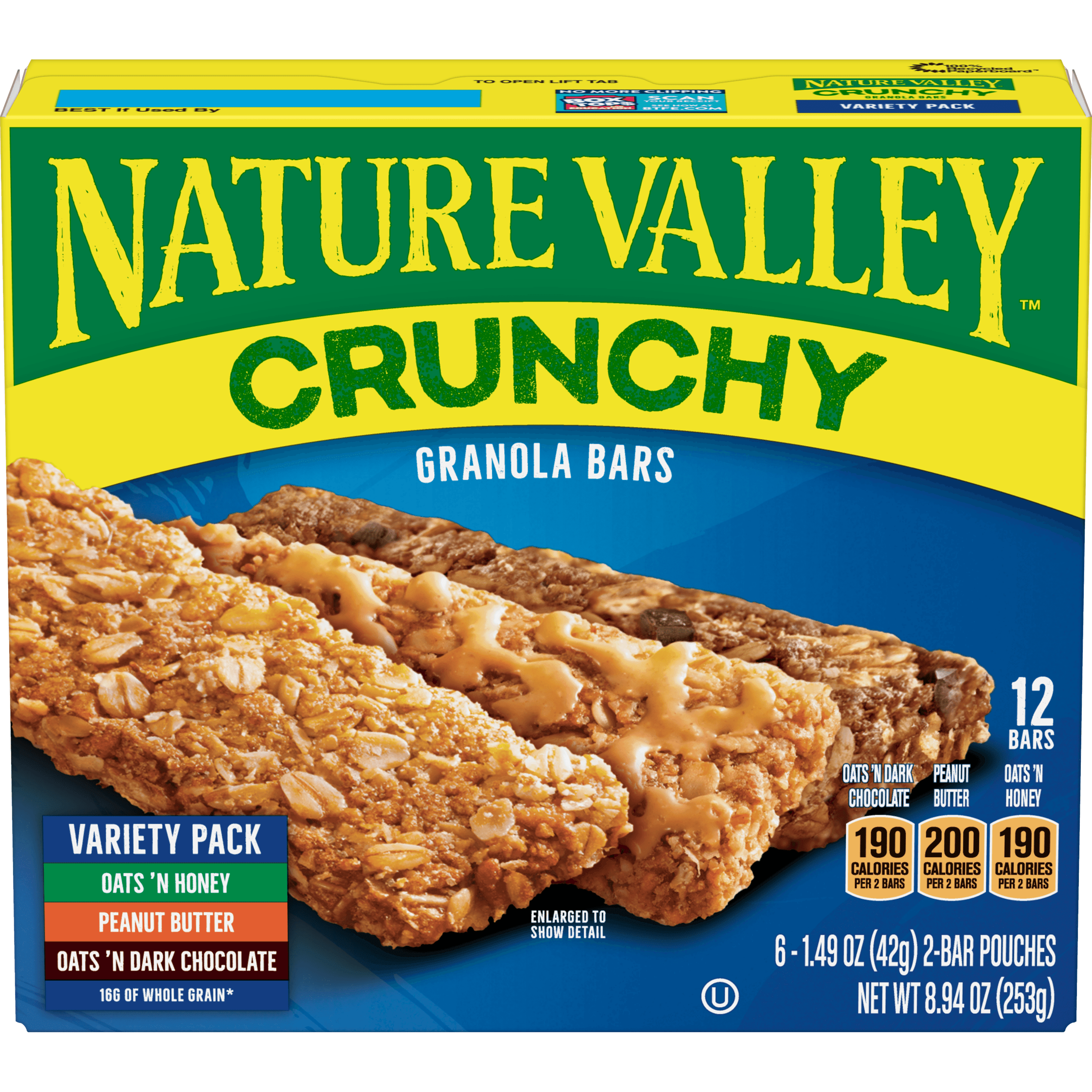 Nature Valley Crunchy Granola Bars, Variety Pack, 12 Ct, 8.94 Oz, (Oats