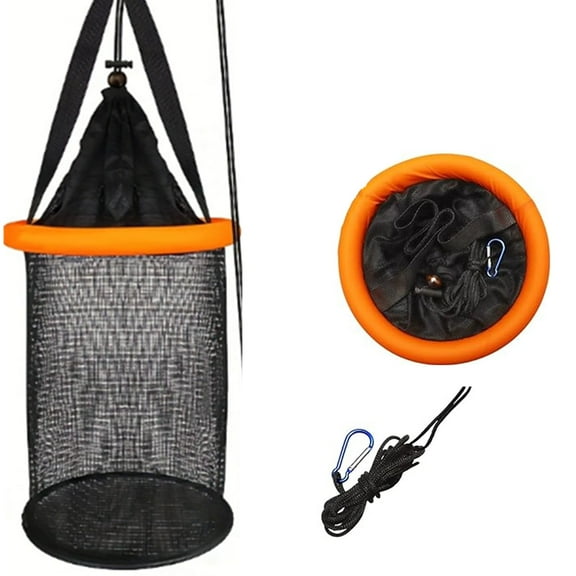 Floating Fishing Basket, Collapsible Fishing Net Portable Nylon-mesh,Nylon Net Bait Storage Cage for Keeping Crayfish Minnows Leaches and Other Live Baits