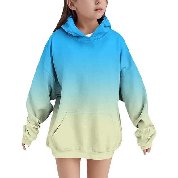 YunPes Gradient Oversized Hoodie for Girls Trendy Long Sleeve Hooded Sweatshirts with Pockets Teen Casual Preppy Pullover