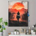 thumbnail image 4 of Qisvanset Framed Canvas Wall Art 12x16 Inch Sunset Cowboy Horse Rider Vintage Living Room Art, 4 of 5