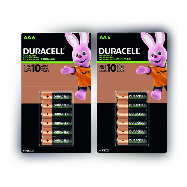 Pilas Duracell AA Recargables 2500mAh 1.2v paquete de 12 piezas