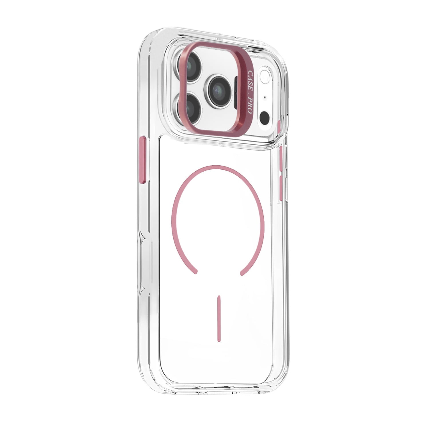 Durable Magnetic Clear Case with Camera Kickstand for iPhone 17 Pro Max - Pink