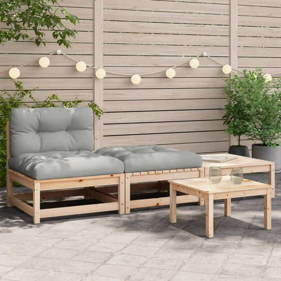 vidaXL Patio Sofa Armless with Cushions and Footstools