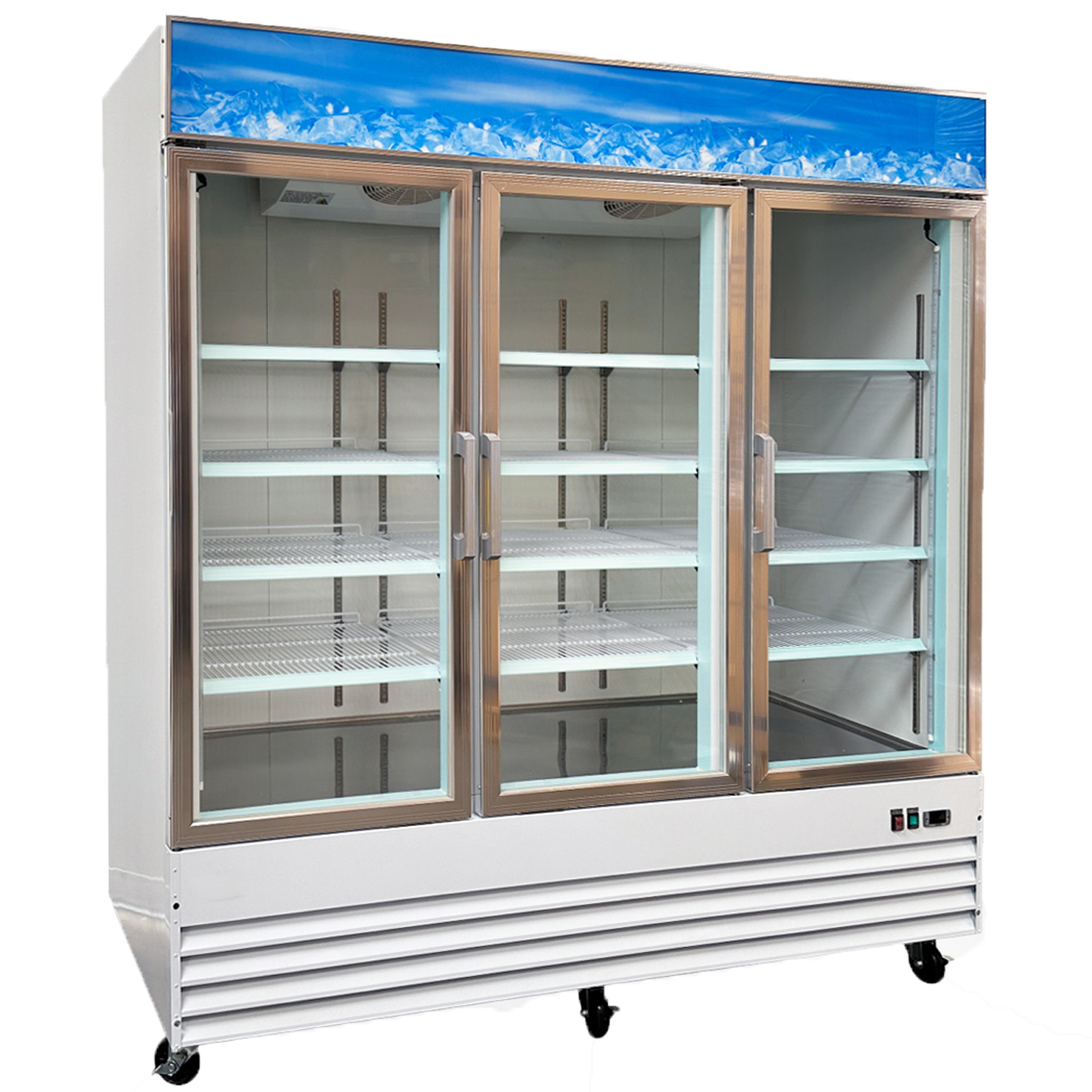 Commercial 3-Door Glass Door Freezer Merchandiser, 52 Cu.Ft Upright Display Freezer with LED Lighting, NSF Certified