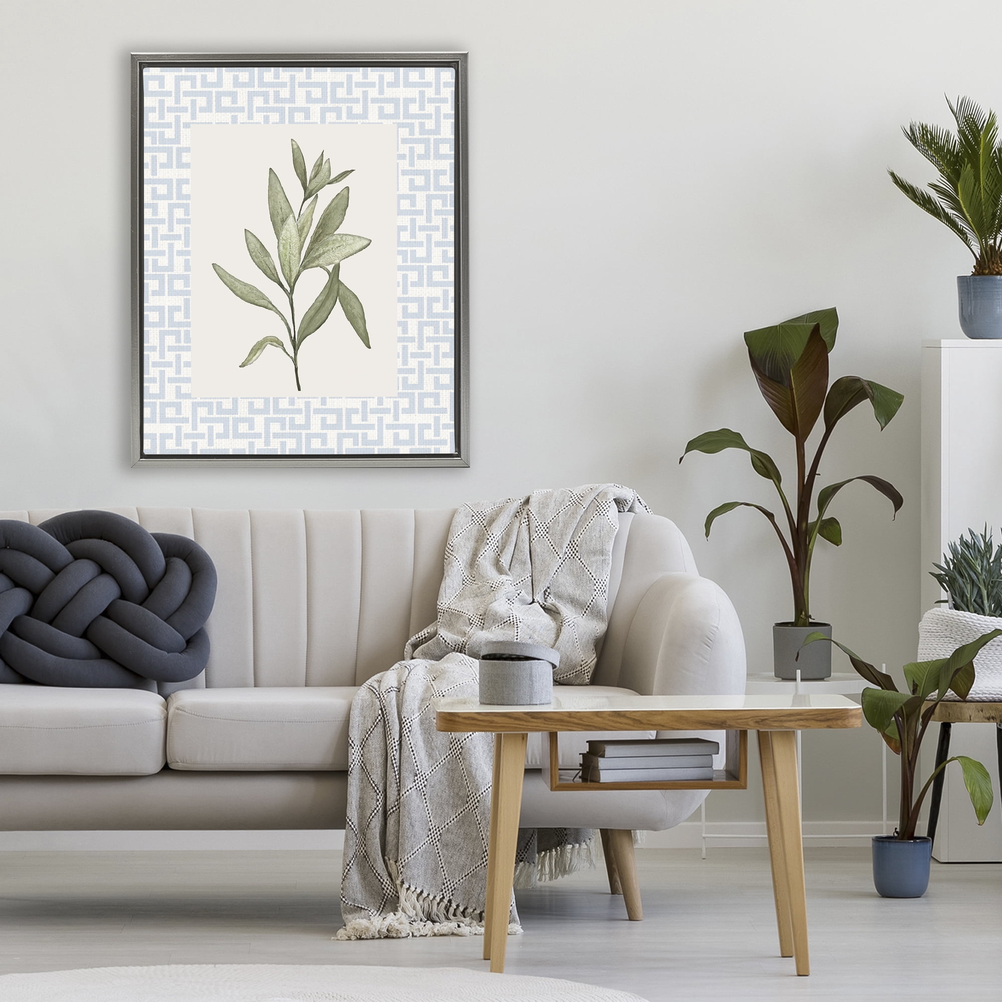 Stupell Industries Leafy Fresh Herb Gray Framed Floater Canvas Wall Art, design by Diannart