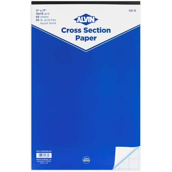 Alvin 1422-10 Cross Section Paper 10 inches x 10 inches Grid 50-Sheet Pad 11 inches x 17 inches
