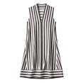 thumbnail image 3 of Lenpel Cotton Linen Dresses for Women Striped Casual V Neck Sleeveless Tank Dresses Knee Length Dress with Pocket Beach Vacation Sundresses, 3 of 5