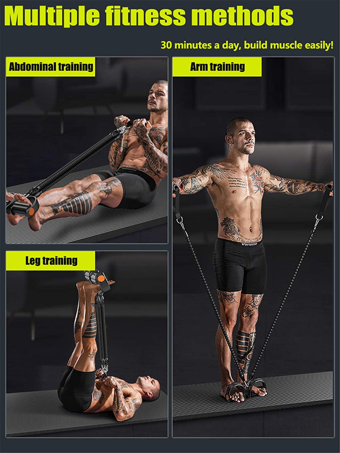 Pedal Resistance Band Set, Exercise Band with Handles, Elastic Rope for Waist, Arm, Leg Training, Multi-function Rope Equipment for Home Fitness