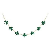 MRLESS 1 String Beaded Garland with Wooden Beads and Felt Shamrocks for St Patricks Day Wall and Holiday Decor, Green Irish Festive Garland