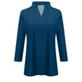 thumbnail image 3 of SNKSDGM Easter Shirt Going Out Tops for Women Long Sleeve Plus Womens 3/4 Sleeve Tops V Neck Work Shirts Dressy Casual Blouses Three Quarter Length Tunic Tops Casual Tops for Women Trendy Plus Size, 3 of 4