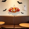 thumbnail image 5 of HHJZPR Fall Harvest Pumpkin & Maple Leaf Door Swag, Thanksgiving Halloween Wall Decor with Sunflower & Berries, 5 of 6