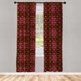 thumbnail image 4 of Ambesonne Damask Window Curtains, Abstract Victorian Style, Each 28" W x 95" L, Orange Magenta Black, 4 of 4