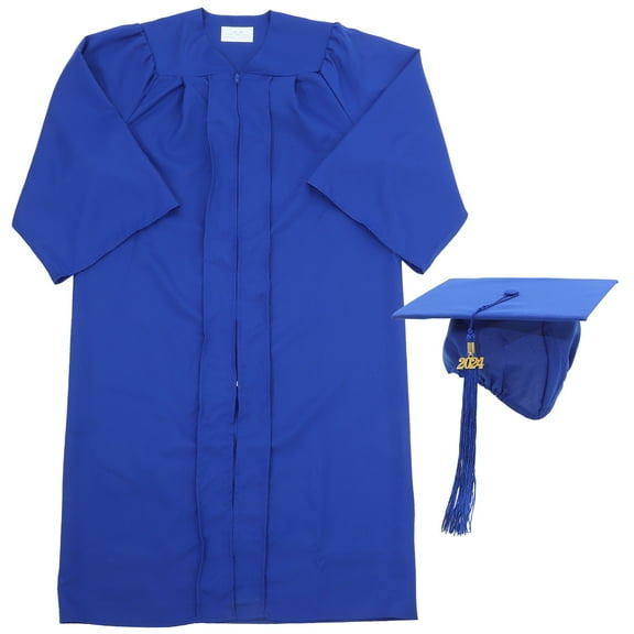 HONMEET Graduation Cap and Gown Set Blue Woven Fabric 1 Set Size 54
