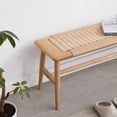 thumbnail image 6 of PORKISS Indoor Bench, End of Bed Bench, Wood Dining Bench, Entryway Bench with Solid Wood Legs for Bedroom, Kitchen & Living Room, Oak, 6 of 9