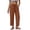 Brown #010, variant on Womens Wide Leg Linen Pants Elastic Waist Lightweight Casual Flowy Palazzo Lounge Trousers with Pockets, 2XL