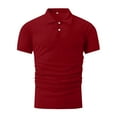thumbnail image 3 of Zhensanguo Polo Shirts for Men Collared Short Sleeve Button Down Casual T-Shirts Golf Workout Shirt Red M, 3 of 4