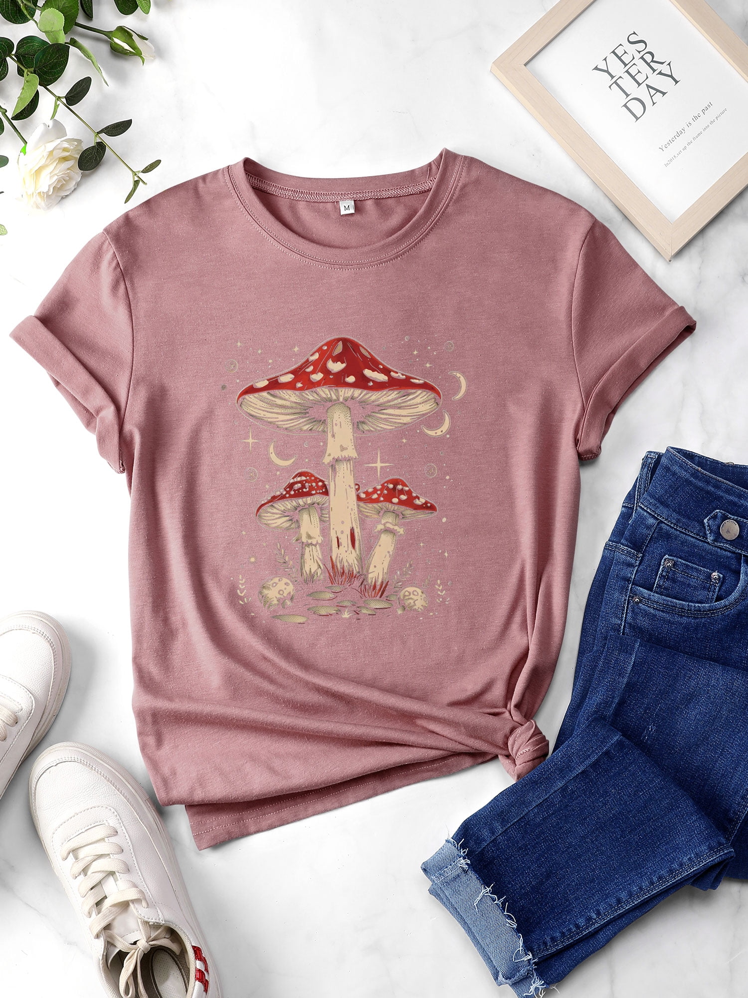 ZXSXSY Cute Graphic Tee for Women Novelty Shirts Mushrooms ZXSXSY Cute Graphic Tee for Women Novelty Shirts Mushrooms
