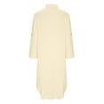 thumbnail image 4 of Lamuusaa Women's Bathing Suit Cover-Up,Long Sleeve Lapel Side Slit Mid-Length Shirt Dress Beachwear, 4 of 4