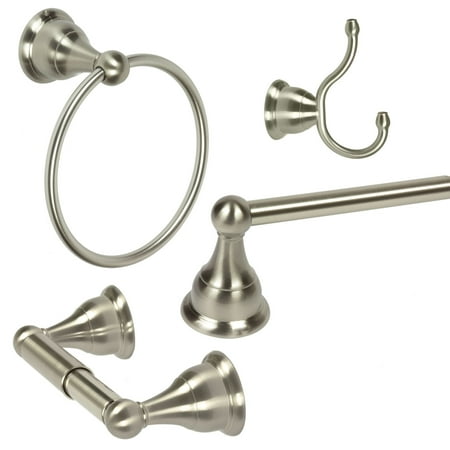 4 Piece Bathroom Hardware Accessory Set With 24 Towel Bar Brushed 4 Piece Bathroom Hardware Accessory Set With 24 Towel Bar Brushed Nickel