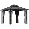 thumbnail image 1 of Outsunny Pavillon à Toit Rigide en Polycarbonate 10 Pieds x 10 Pieds avec Moustiquaire et Rideaux, 1 of 10