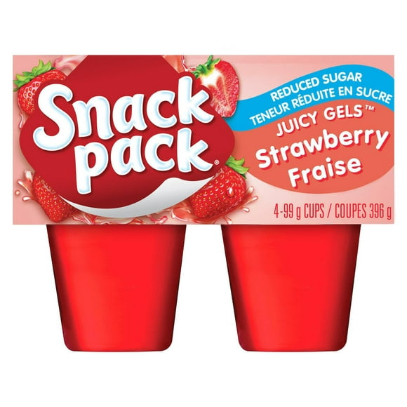 Snack Pack® Juicy Gels® Reduced Sugar Strawberry Fruit Juice Cups, 4 Cups, 396 g