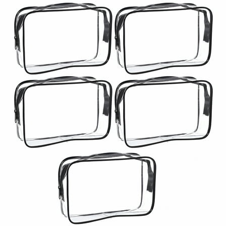 GASTROPOD 5 Pack Clear PVC Zippered Toiletry Carry Pouch Portable Cosmetic Makeup Bag for Vacation, Bathroom and Organizing