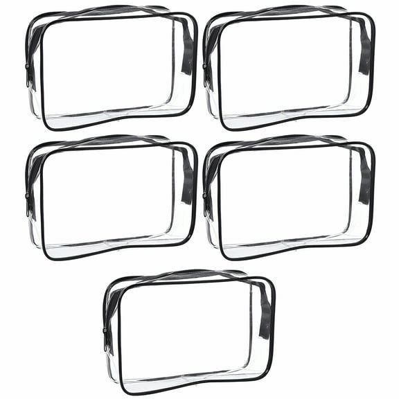 GASTROPOD 5 Pack Clear PVC Zippered Toiletry Carry Pouch Portable Cosmetic Makeup Bag for Vacation, Bathroom and Organizing