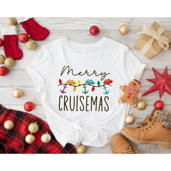 Merry Cruisemas Graphic T-Shirt | Funny Cruise Ship Christmas Tee for Vacation Lovers