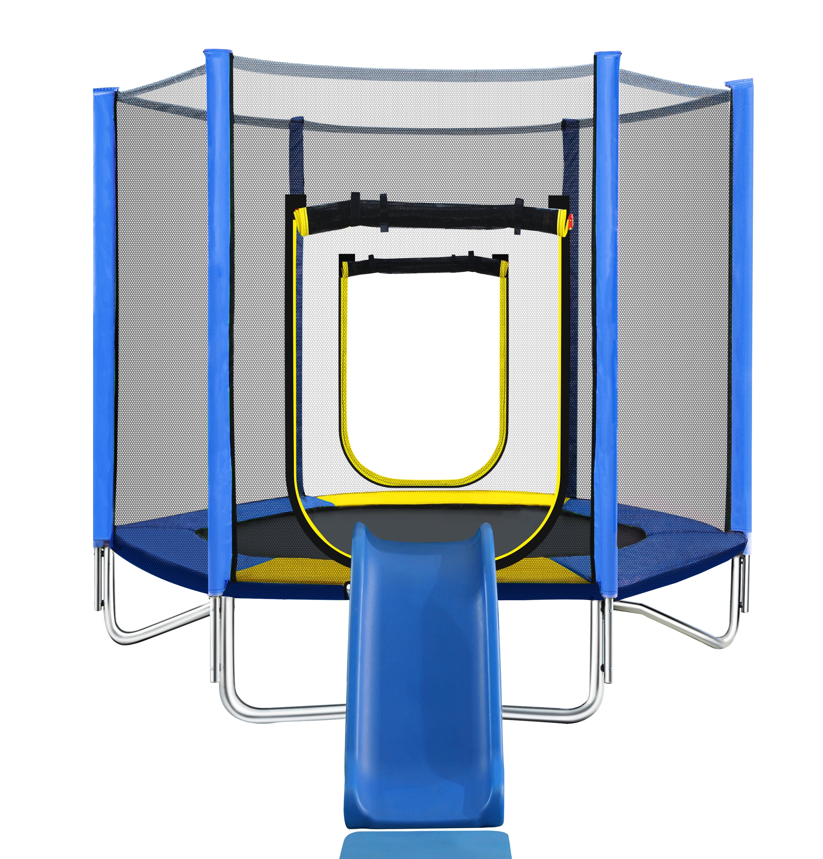 BTYMWAY 7ft Trampoline for Kids, Children's Trampoline Outdoor, Small Trampoline with Slide and Ladder, Recreational Trampoline for Backyard, Outside Toys for Kids with Safety Enclosure Net