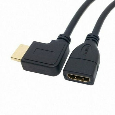 JSER Right Angled 90 Degree Connector HDMI 1.4 with Ethernet 3D Type A male to A female Extension Cable 0.5m