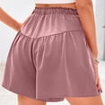 thumbnail image 4 of Ovticza Womens Linen Shorts 2025 Summer Drawstring Ruffle Elastic High Waist Solid Color Casual Beach Shorts with Pockets Light pink XL, 4 of 8