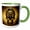 Green/White, variant on 3drose, Abstract Machine Skull with Mechanical Gear and Shining Eyes Gift, 11oz Two-tone Black Mug
