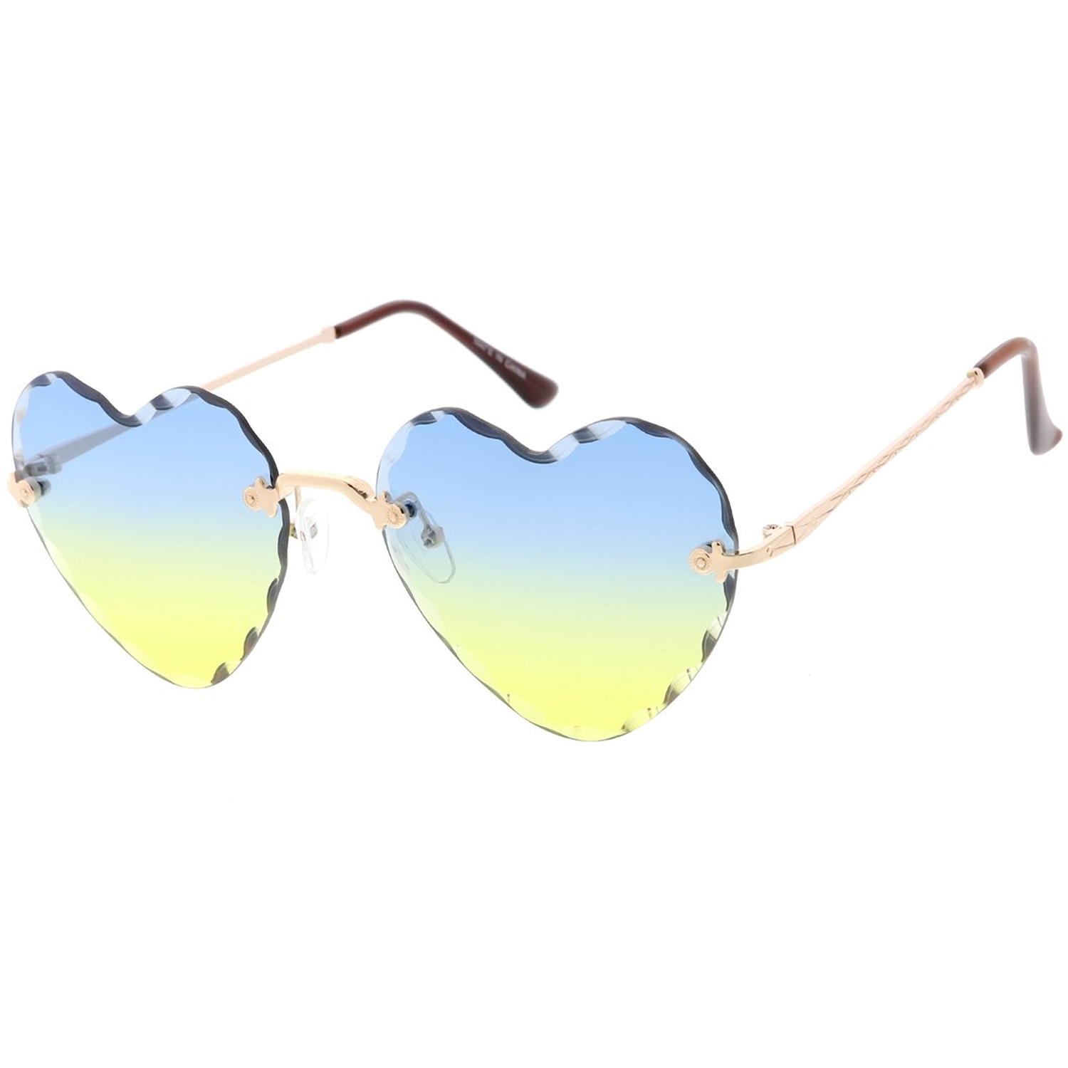 Candy Lens 80s Fashion Heart Frame Aviator Sunglasses