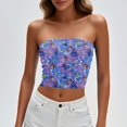 thumbnail image 4 of Zedker Women's Floral Tube Tops Ruffled Strapless Bandeau Sleeveless Loose Holiday Style Multicolor Plus XXL, 4 of 7