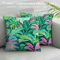 thumbnail image 3 of Chilfamy Watercolor Green Leaves Pillowcase Tropical Palm Leaf Throw Pillow Covers Summer Style Super Soft Square Sofa/Baby Room/Living Room/Crib/Home Decor 20x20in, 3 of 5