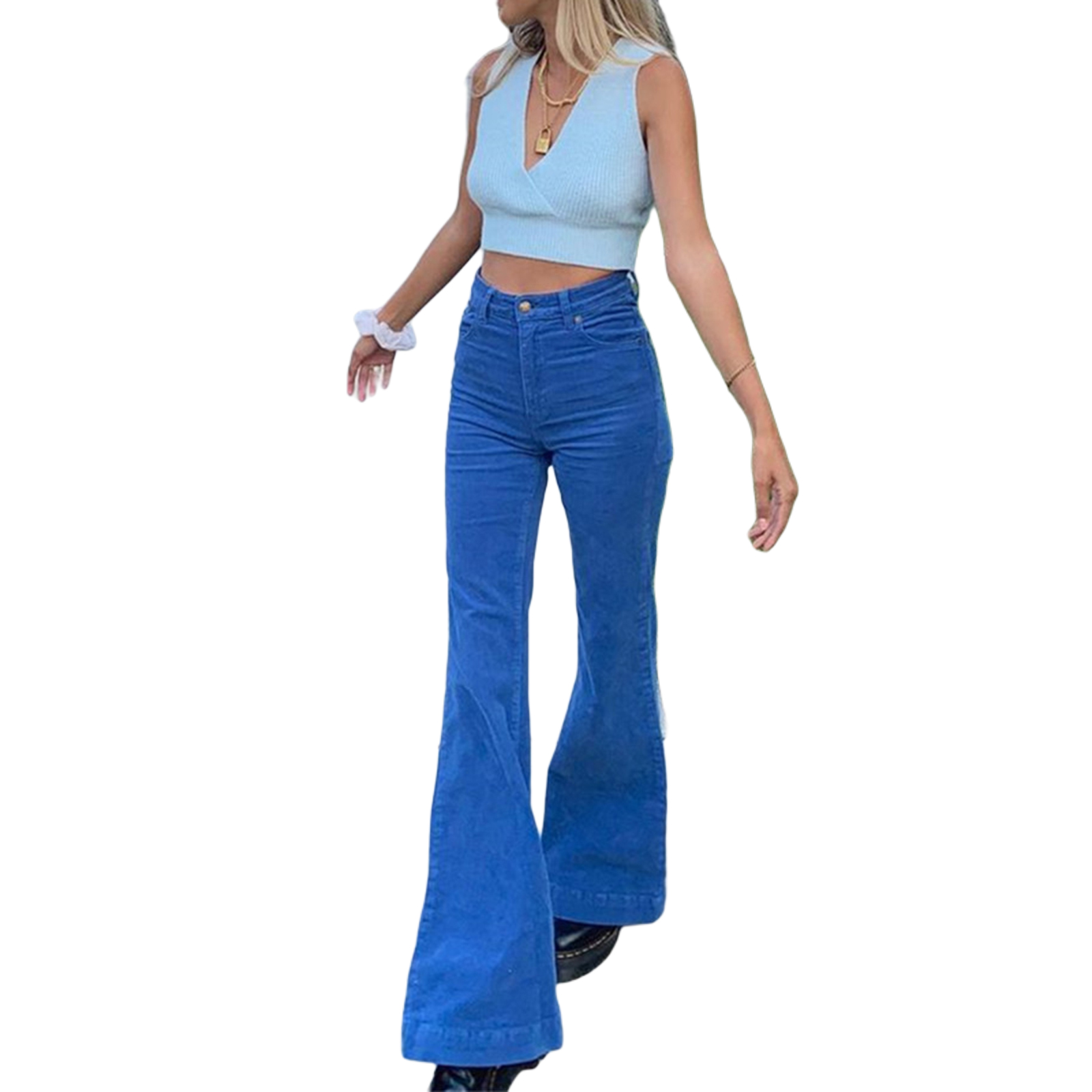 Lajitongtong Women Flare Pants High 