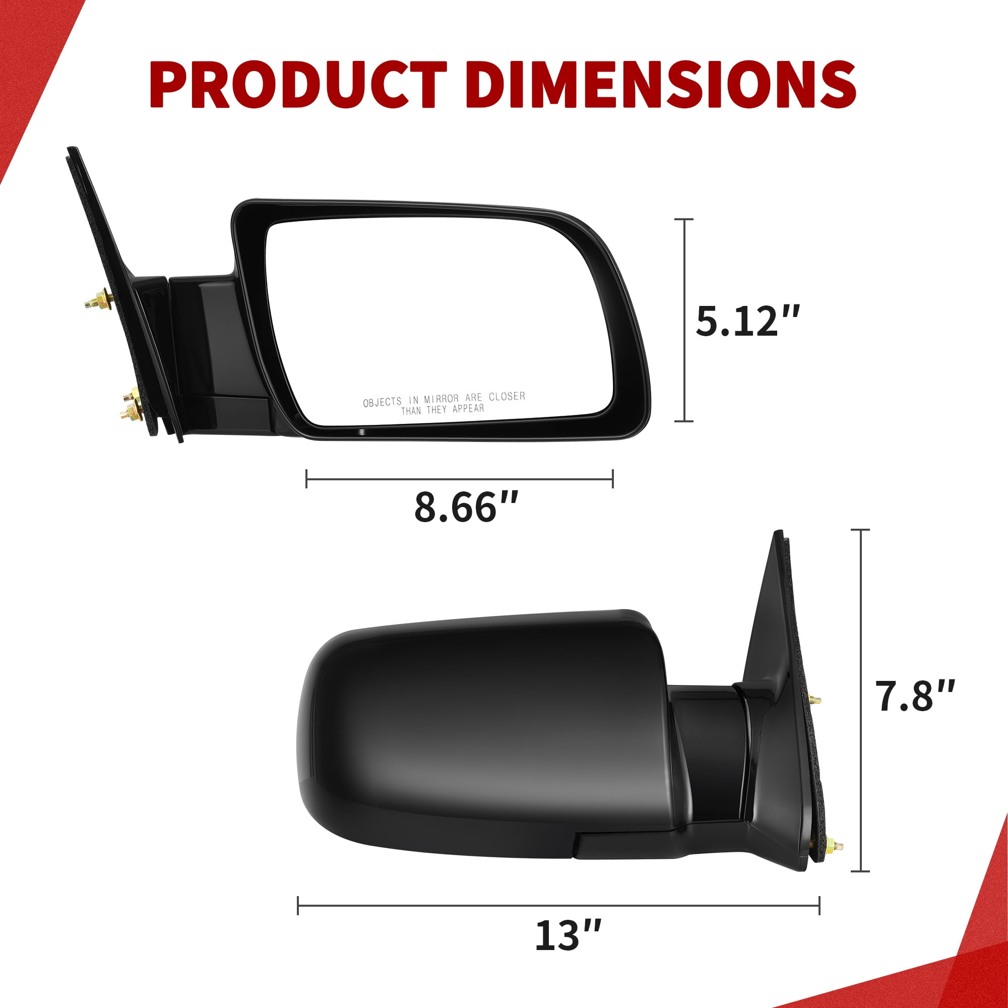 LEDKINGDOMUS Passenger Side Replacement Mirror for Chevy GMC 1988-1999 C/K 1500/2500/3500 1992-1999 Suburban 1500/2500 1995-2000 Tahoe/Yukon 5.7L V8, Power Adjust Manual Fold Right Tow Mirror