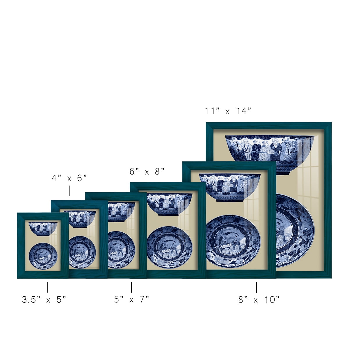 Porcelain in Blue and White II -Framed Print w/glass-Ocean Blue