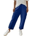 thumbnail image 3 of Kelon Wide Leg Pants for Women Elastic Waisted Casual Palazzo Straight Leg Pants Summer Beach Trouser XL, 3 of 9