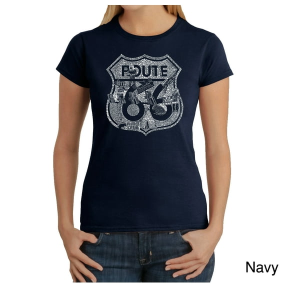 LA Pop Art Women's Word Art T-Shirt - Stops Along Route 66