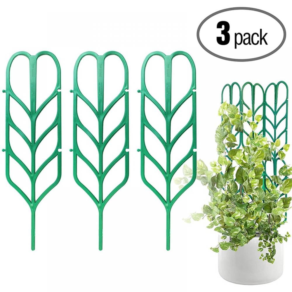 Altsales Garden Trellis for Mini Climbing Plants, Leaf Shape Potted Plant Support Vines Vegetables Vining Flowers Patio Climbing Trellises for Ivy Roses Cucumbers Clematis Pots Supports (3 Pack)