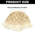thumbnail image 2 of 51-52cm hat circumference children's straw hat ruffled basin hat pleated lace fisherman hat sun hat - Beige, 2 of 5