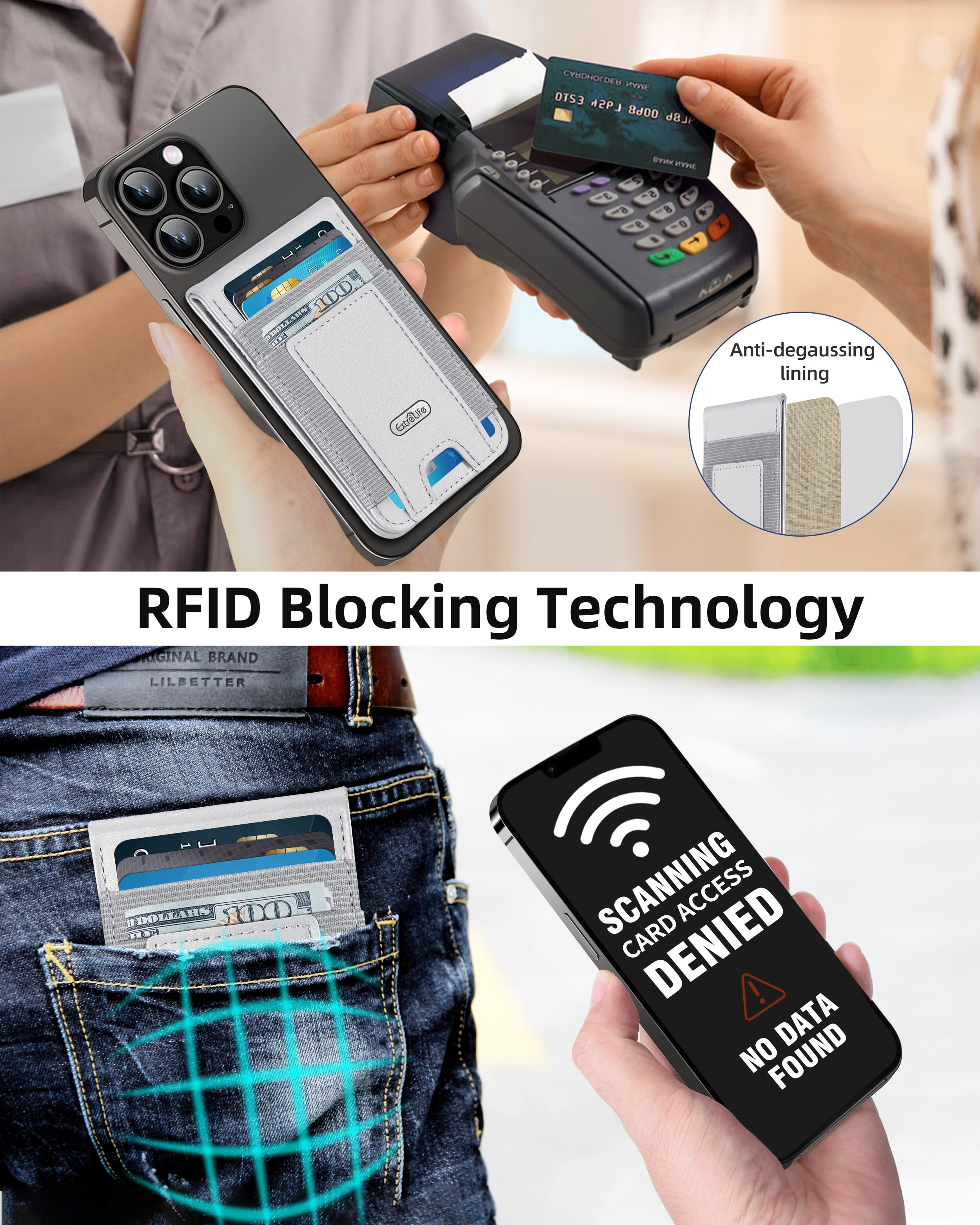 ExtreLife Magnetic Phone Wallet Stand, Magnetic Card Holder Compatible for iPhone 17/16/15/14/13/12 Series, Genuine Leather, RFID Blocking, Fits 9 Cards
