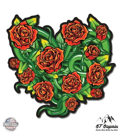 ROSE HEART LOVE Vinyl Decal Sticker Car Window Wall Bumper Tattoo Style Symbol 