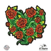 Roses Heart Tattoo - 3" Vinyl Sticker - For Car Laptop I-Pad Phone Helmet Hard Hat - Waterproof Decal