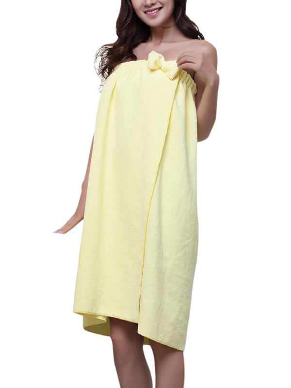 Women Bowknotr Shower Robe Bath Towel Microfibe SPA Absorbent Body Wrap