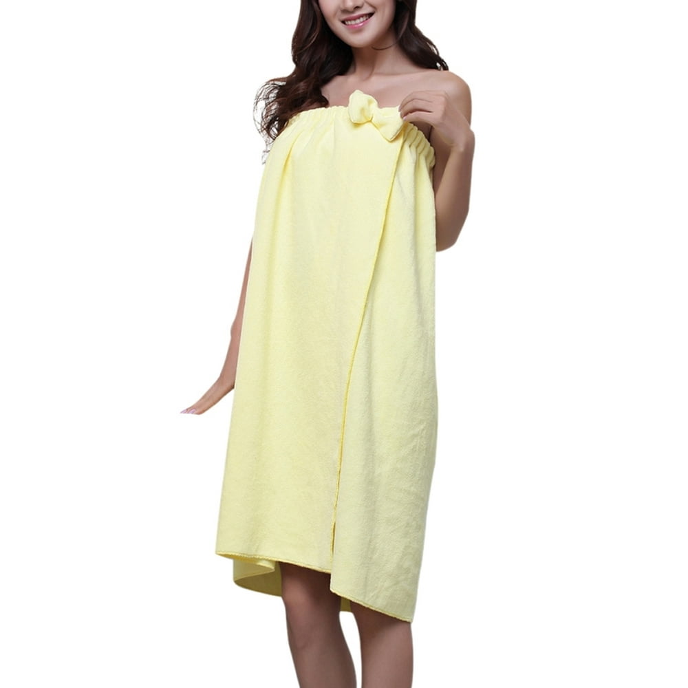 Women Bowknotr Shower Robe Bath Towel Microfibe SPA Absorbent Body Wrap