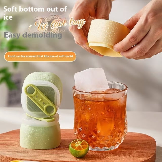 Silicone Square Ice Cube Tray - Easy Release, Large Capacity Ice Maker for Whiskey, Cocktails, and Snow Cones, Stackable & Dishwasher Safe